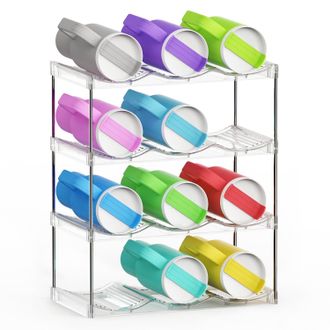 OEM Caja Para Guardar Botellas De Agua, Estante Modular Apilable De Cuatro Niveles: Caja De Almacenamiento De Pl&aacute;stico Transparente, Adecuada Para Armario