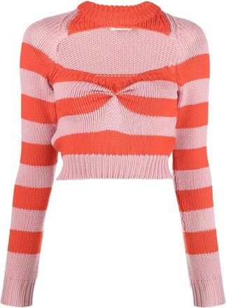 Marni Gestreept trui met ronde hals - Dames - Ronde hals truien - Roze - S - Truien & Vesten