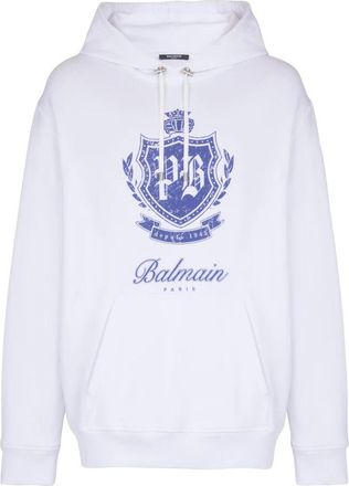 Balmain Coege Embem hoodie - Heren - Hoodies - Wit - M - Katoen - Hoodies & sweatvesten