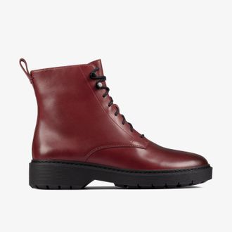 Clarks Womens Witcombe Hi 2 Burgundy Leather Boots - Red - Size UK 4.5