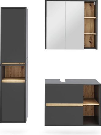 Vicco Conjunto De Muebles De Ba&ntilde;o Viola, Gris/artisan, 3 Partes, Vicco