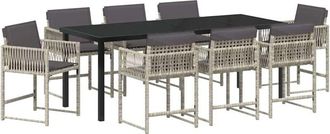 vidaXL Garden Dining Set 9 pcs Light Grey Poly Rattan vidaXL