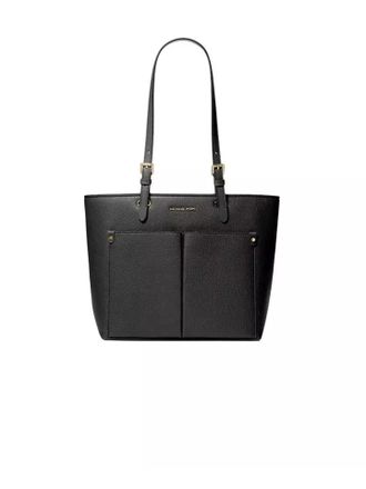 Michael Kors Womens Jet Set Travel Medium Double Pocket Tote Black Pu - One Size