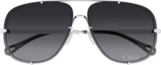 Chlo&eacute; Silver CH0348S Oversized Square Metal Sunglasses