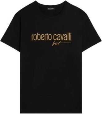Roberto Cavalli Logo Cotton Crewneck T-Shirt, Size Small