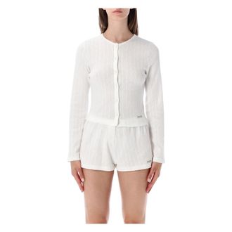 Sporty & Rich Pyjamas, female, White, Size: L Pointelle Cardigan