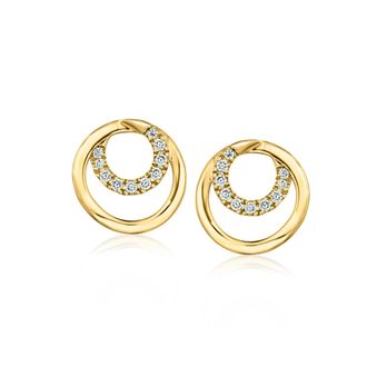 Ross-Simons Lab-Grown Diamond Double-Circle Earrings in 18kt Gold Over Sterling