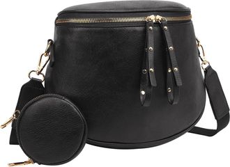 Generic Cymwer Women PU Bum Packs with Purse Large Capacity for Daily Use (Solid Black) (Black)