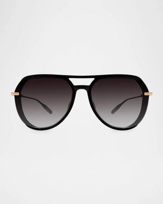 Barton Perreira Men & apos;s Auriol Acetate & Titanium Aviator Sunglasses