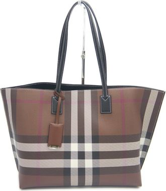 Burberry Brown Elastane Cotton Polyester Tote Bag (Pre-Owned)