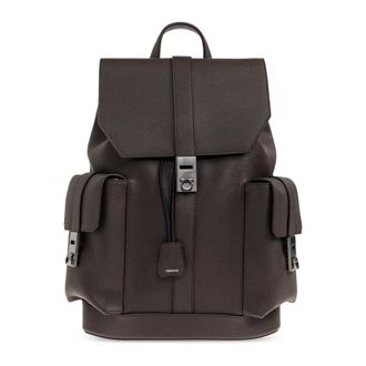 Ferragamo Tassen, Heren, Bruin, ONE Size, Leer, Twins Leather Backpack