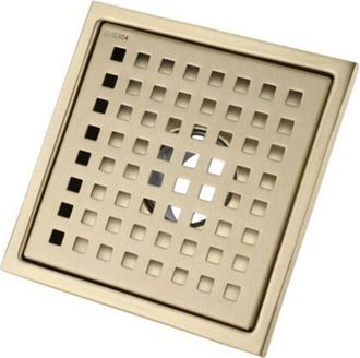 OEM Ducha Cuadrada Silenciosa De Acero Inoxidable Color Oro De 15 X 15 Cm. Desag&uuml;e De Suelo Con Tapa, N&uacute;cleo Desodorizante De Lat&oacute;n, Acabado Dorado Cepill