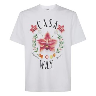 Casablanca T-Shirts, male, White, L, Casa Way Orchid Print Classic T-Shirt