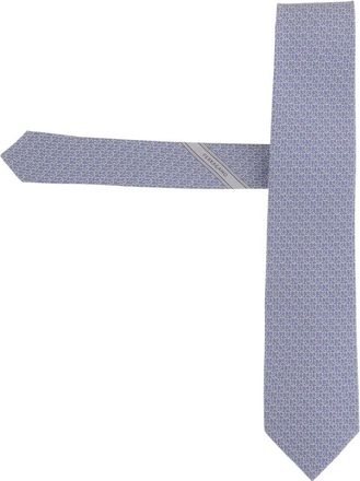 Ferragamo Zijden das met patroon - Heren - Stropdassen - Blauw - ONE Size - Accessoires