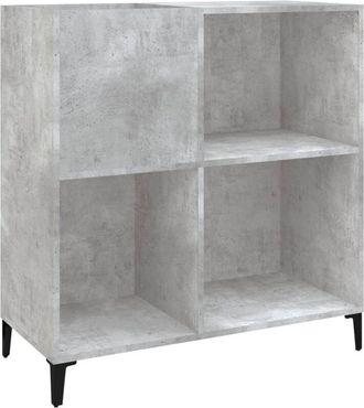 vidaXL Mueble discos madera contrachapada gris hormigón 84,5x38x89 cm vidaXL