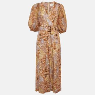 Zimmermann Multicolour Paisley Print Linen Belted Concert Jumpsuit