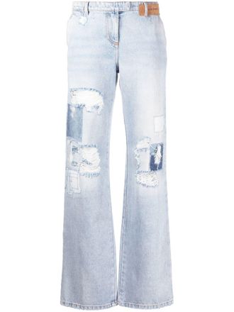 Palm Angels Jeans dritti con effetto vissuto - Blu