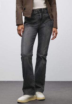 Street One Bootcut-Jeans STREET ONE, Damen, Gr. 28, L&auml;nge 30, schwarz washed, Denim/Jeans, Obermaterial: 72% Baumwolle, 27% Polyester (REPREVE), 1% Elasthan, uni