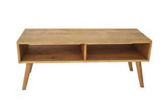 HOGAR 24 Mueble tv sal&oacute;n dise&ntilde;o vintage 2 compartimentos madera maciza natural