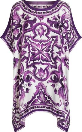 Dolce & Gabbana Maiolica print zijden kaftan - Dames - Korte kleedjes - Veelkleurig - S - Kleedjes