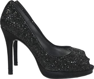 Stuart Weitzman Peep-Toe Pumps in Black Glitter