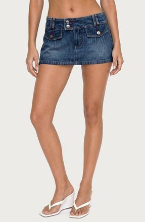 Edikted Rae Denim Miniskort in Medium-Blue at Nordstrom, Size X-Small