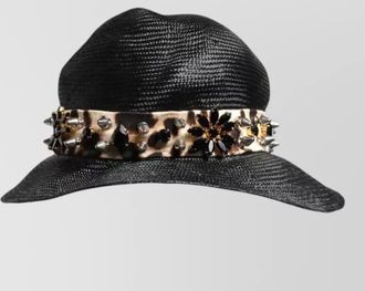 Dolce & Gabbana crystal embellished wide brim straw fedora hat