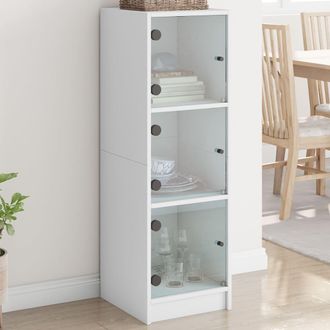 vidaXL Aparador Con Puertas De Vidrio Blanco 35x37x109 Cm Vidaxl