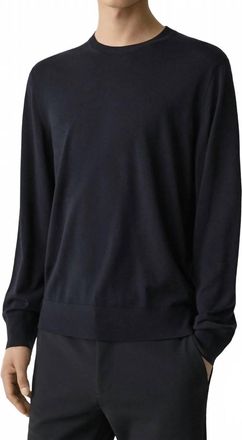 Theory Crew Neck Regal Wool Long Sleeve Pullover In Navy Blue