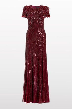 Jenny Packham Eliza Beaded Maxi Dress in Cardinal at Nordstrom, Size 14 Uk