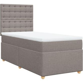 vidaXL Cama Box Spring Con Colch&oacute;n Tela Gris Taupe 90x200 Cm Vidaxl