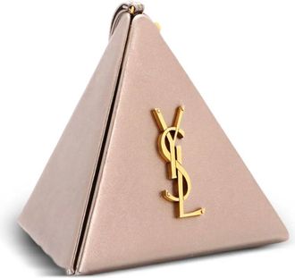 Saint Laurent Clutch Pyramid Box piccola in pelle - Oro
