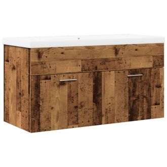Berkfield Home Bathroom Sink Cabinet with Built-in Basin Old Wood in Brown