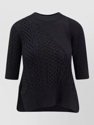 sacai cotton blend sweater asymmetric cut