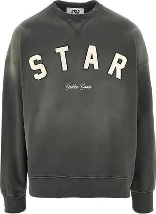 Golden Goose Star/ Unisex Boxi Crewneck/ Sunfaded Wash/ Star Golden Goose Print