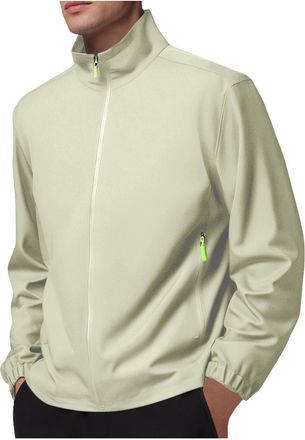 Generic Mens Fashion Outdoor Jacket Solid Long Sleeve Summer Casual Hiking Walking Sport Running Coat with Zipper Pockets trespass waterproof jackets mens jac