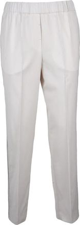 PESERICO White Stretch Virgin Wool Embroidered Formal Pants