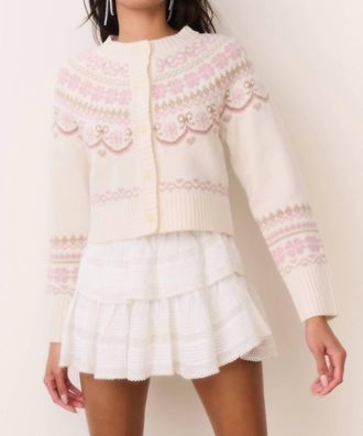 LoveShackFancy Shantae Long Sleeve Cardigan In Pink Champagne