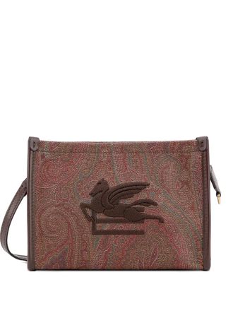 Etro paisley-pattern logo-embroidered clutch bag