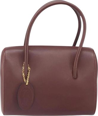 Cartier Pre-owned Handbags, female, Red, Size: ONE SIZE Pre-owned Vintage Leather Top Handle Bag with Signature Charm