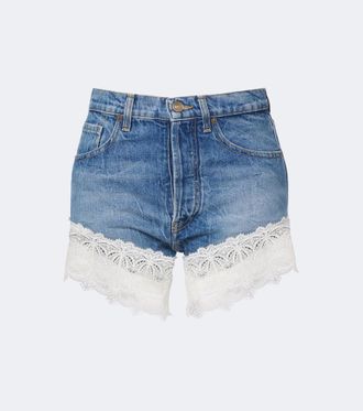 Alanui Shorts Romance de denim con encaje
