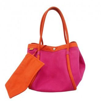 Herm&egrave;s Pink Red Color Canvas Tote Bag (Pre-Owned)
