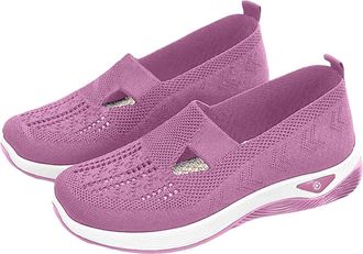 Generic Womens Comfort Walking Shoes, Woven Lightweight Breathable Orthopedic Sneakers with Soft Sole, Arch Support and Stretch Fit Purple