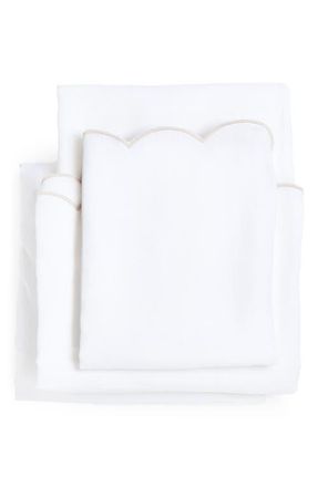 Pom Pom at Home Kelly Linen Sheet Set in White/Flax at Nordstrom, Size California King