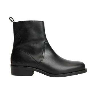 Tommy Hilfiger Botas Moteras de Cuero con Cremallera y Costuras - Shoes - Hombre - Negro - 44 EU