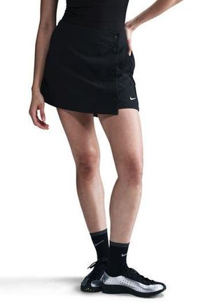 Nike Sportswear Essential Water Repellent Woven Skort in 010 010 Black/white at Nordstrom Rack, Size X-Large