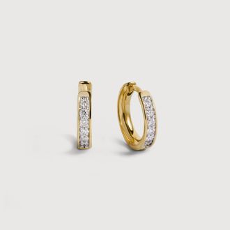 Monica Vinader Gold Essential Diamond Huggie Earrings Lab Grown Diamond
