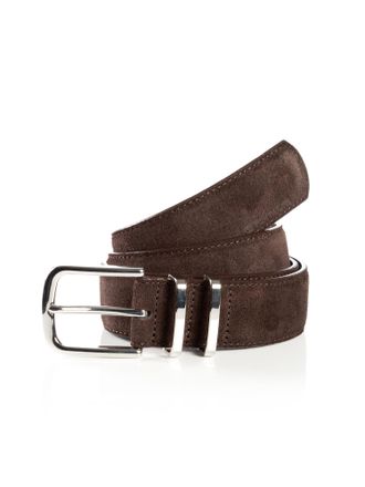 Tom Tailor Synthetikg&uuml;rtel TOM TAILOR TTMILLIE, Damen, Gr. 90, braun, Materialmix, G&uuml;rtel Synthetikg&uuml;rtel, Veloursleder mit Ziern&auml;hten - 3,5 cm breit