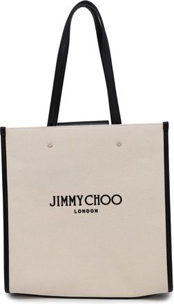 Jimmy Choo London Canvas Leather Tote Bag (Pre-Owned)