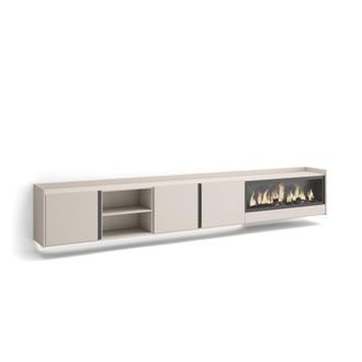 Skraut Home Skraut Home - Mueble Tv, Televisi&oacute;n, Muebles De Sal&oacute;n, Almacenaje, 315x35x50cm, Para Tv Hasta 80, Chimenea El&eacute;ctrica Xxl, Colgado, Suspendido, Led, Es